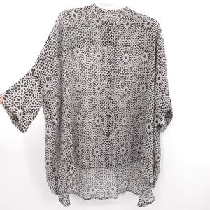 The Podolls parachute blouse Silk Button Down Tunic Women XS Black‎ White